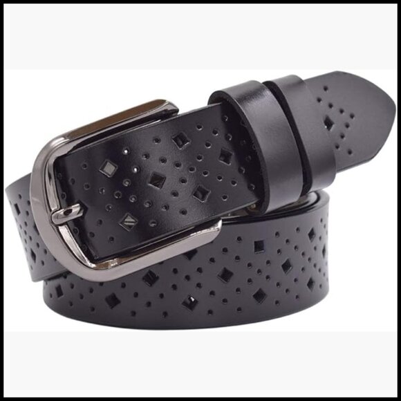 Genuine Leather Hollow Out Belt with Pin Buckle Adjustable main image 4